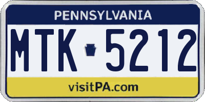 PA license plate MTK5212