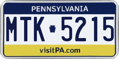 PA license plate MTK5215