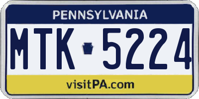 PA license plate MTK5224