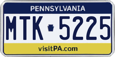 PA license plate MTK5225