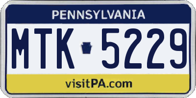 PA license plate MTK5229