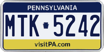 PA license plate MTK5242