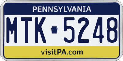 PA license plate MTK5248