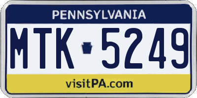 PA license plate MTK5249