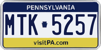 PA license plate MTK5257