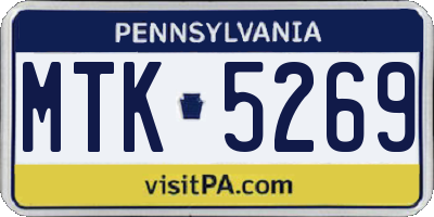 PA license plate MTK5269
