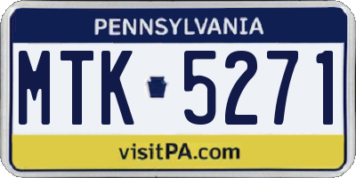 PA license plate MTK5271