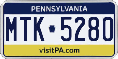 PA license plate MTK5280