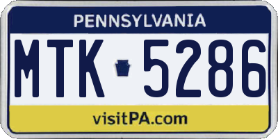 PA license plate MTK5286