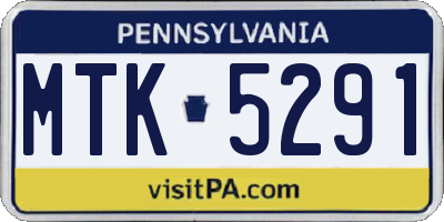PA license plate MTK5291