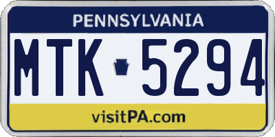 PA license plate MTK5294