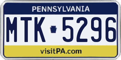PA license plate MTK5296