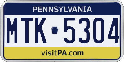 PA license plate MTK5304