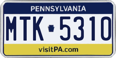 PA license plate MTK5310