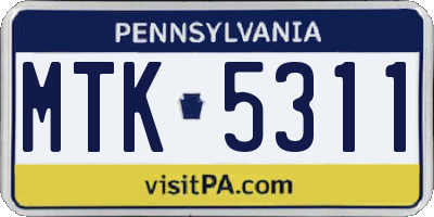 PA license plate MTK5311