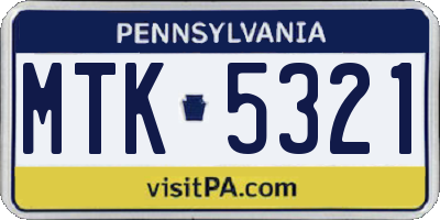 PA license plate MTK5321