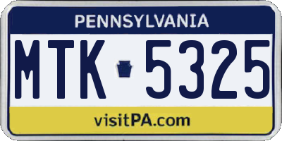 PA license plate MTK5325