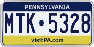 PA license plate MTK5328
