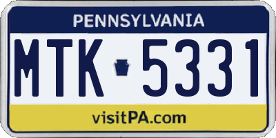 PA license plate MTK5331