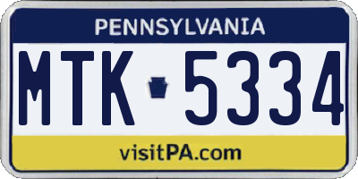 PA license plate MTK5334