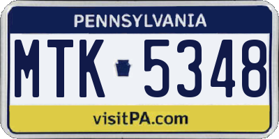PA license plate MTK5348