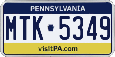 PA license plate MTK5349