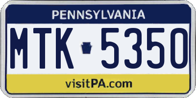 PA license plate MTK5350