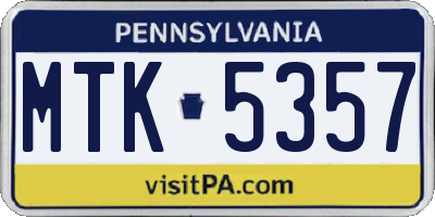PA license plate MTK5357