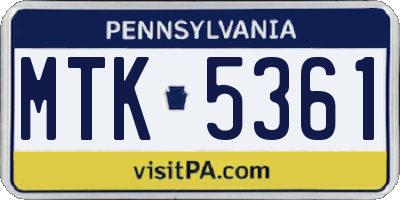 PA license plate MTK5361