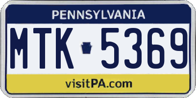 PA license plate MTK5369