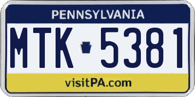 PA license plate MTK5381