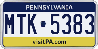 PA license plate MTK5383