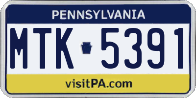 PA license plate MTK5391