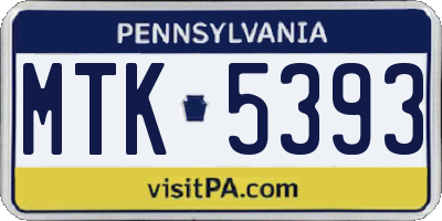 PA license plate MTK5393