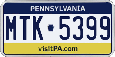 PA license plate MTK5399