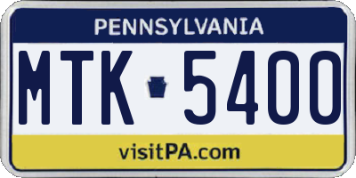 PA license plate MTK5400