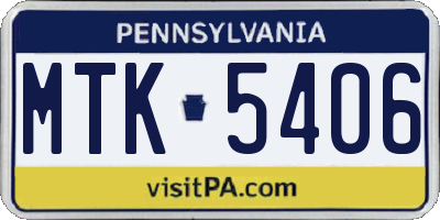 PA license plate MTK5406