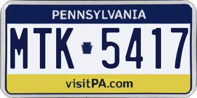 PA license plate MTK5417