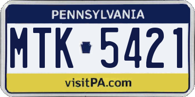 PA license plate MTK5421