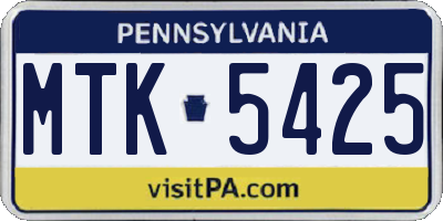 PA license plate MTK5425