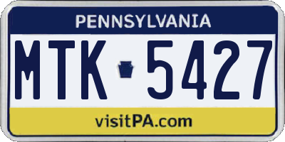 PA license plate MTK5427