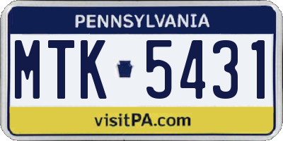 PA license plate MTK5431