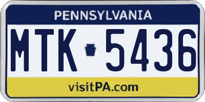 PA license plate MTK5436