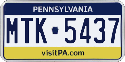 PA license plate MTK5437