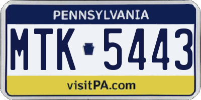 PA license plate MTK5443