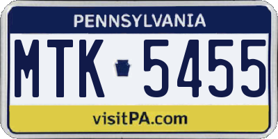 PA license plate MTK5455