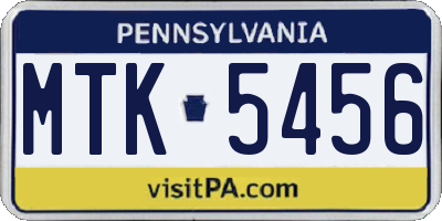 PA license plate MTK5456