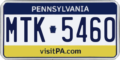 PA license plate MTK5460