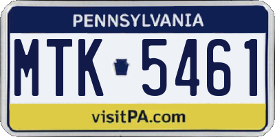PA license plate MTK5461