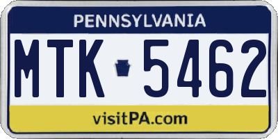 PA license plate MTK5462